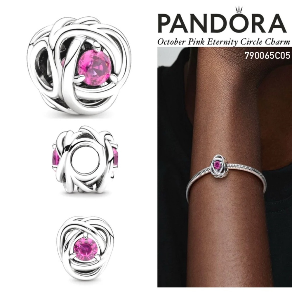 PANDORA OCTOBER PINK ETERNITY CIRCLE CHARM w/box